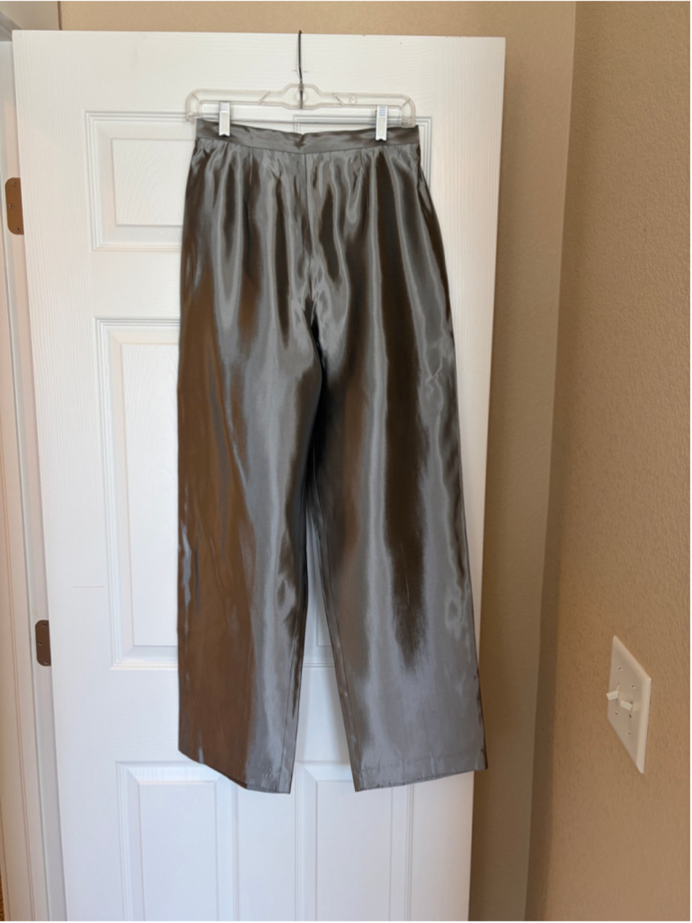 Vintage After Dark Metallic Silver Pants 10 Holiday Festive Glam Christmas V17
